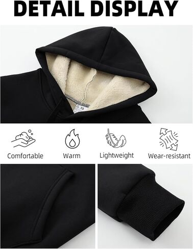 Boys Girls Hoodie Sherpa Lined Fleece Pullover Sweatshirt Winter Warm Cozy Hoodie in Saudi Arabia