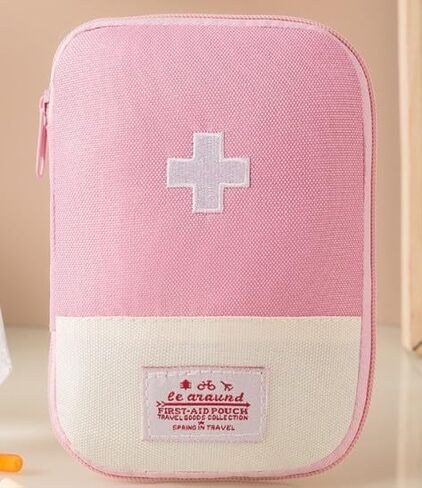 1 Pack First Aid Bag Empty, Empty First Aid Pouch, Mini Portable Medical Bag for Outdoor Camping Hiking Traveling Emergency Bag (Pink - Small) Sports and Outdoors in Saudi Arabia