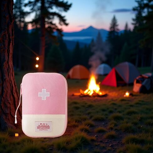 1 Pack First Aid Bag Empty, Empty First Aid Pouch, Mini Portable Medical Bag for Outdoor Camping Hiking Traveling Emergency Bag (Pink - Small) Sports and Outdoors in Saudi Arabia