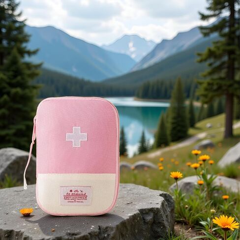 1 Pack First Aid Bag Empty, Empty First Aid Pouch, Mini Portable Medical Bag for Outdoor Camping Hiking Traveling Emergency Bag (Pink - Small) Sports and Outdoors in Saudi Arabia