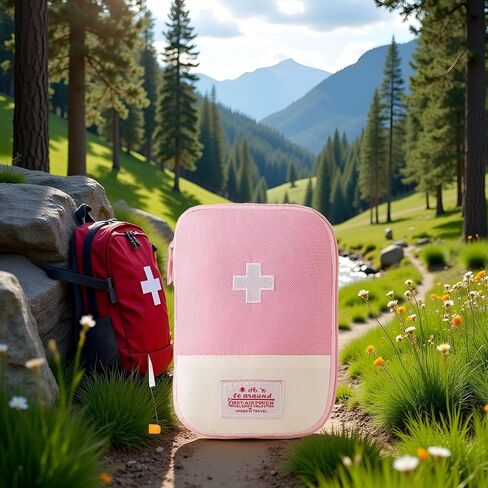 1 Pack First Aid Bag Empty, Empty First Aid Pouch, Mini Portable Medical Bag for Outdoor Camping Hiking Traveling Emergency Bag (Pink - Small) Sports and Outdoors in Saudi Arabia