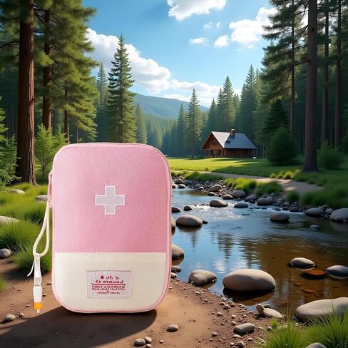 1 Pack First Aid Bag Empty, Empty First Aid Pouch, Mini Portable Medical Bag for Outdoor Camping Hiking Traveling Emergency Bag (Pink - Small) Sports and Outdoors in Saudi Arabia