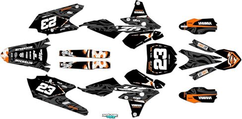 مجموعة رسومات لـ Yamaha YZ 250F (2014-2018) سلسلة ACID برتقالية 09 Mil - مجموعة ملصقات رسومات السباق المخصصة للدراجة الترابية، بدون بلاستيك in Saudi Arabia