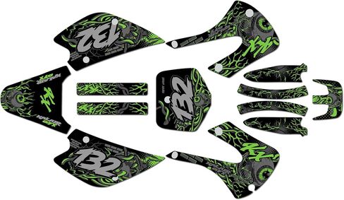 مجموعة رسومات لـ Kawasaki KX85 / KX100 (2001-2013) CORE Series Green 16 Mil - ملصقات للدراجات النارية للدراجة الترابية، ملحقات سيارات سباق الدراجات النارية بدون بلاستيك in Kuwait