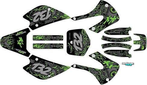 مجموعة رسومات لـ Kawasaki KX85 / KX100 (2001-2013) CORE Series Green 16 Mil - ملصقات للدراجات النارية للدراجة الترابية، ملحقات سيارات سباق الدراجات النارية بدون بلاستيك in Kuwait