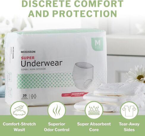 McKesson Super Underwear, Incontinence, Moderate Absorbency, Large, 18 Count in Saudi Arabia