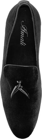 Amali Heath - Mens Dress Shoes with Gunmetal Horn Tassels with Luxurious Velvet - Formal Loafers for Men - The Original Smoking Men Slip-On in Saudi Arabia