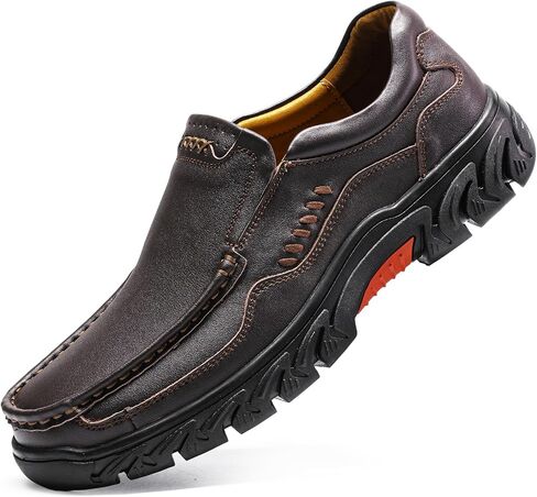 Men's Slip On Casual Loafers Classic Outdoor Leather Walking Hiking Dress Shoes Comfortable for Work Office Shoes Daily Soft in Saudi Arabia