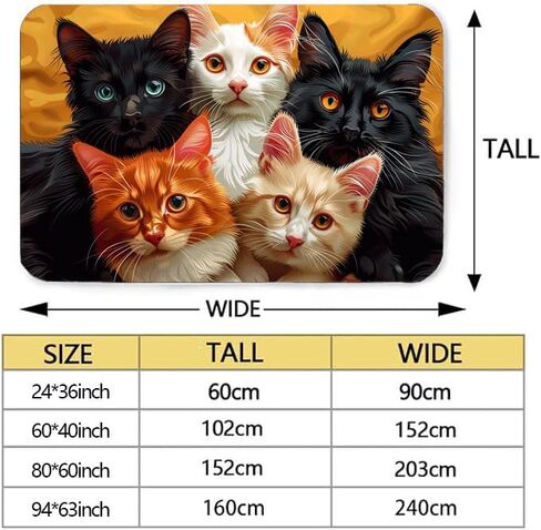 Cat Area Rug Multiple Cats Rug with Anti-Slip Soft Cartoon Print Cat Pattern Floor mat for Bedroom, Home Office Home Decor Floor Rug 24 * 36 inches in Saudi Arabia