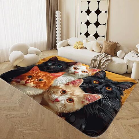 Cat Area Rug Multiple Cats Rug with Anti-Slip Soft Cartoon Print Cat Pattern Floor mat for Bedroom, Home Office Home Decor Floor Rug 24 * 36 inches in Saudi Arabia