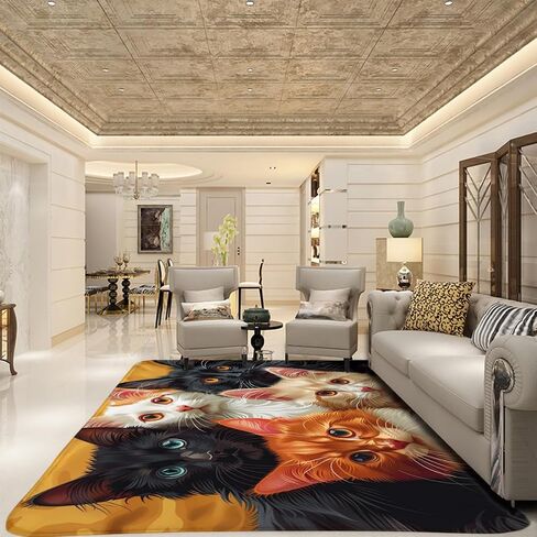 Cat Area Rug Multiple Cats Rug with Anti-Slip Soft Cartoon Print Cat Pattern Floor mat for Bedroom, Home Office Home Decor Floor Rug 24 * 36 inches in Saudi Arabia