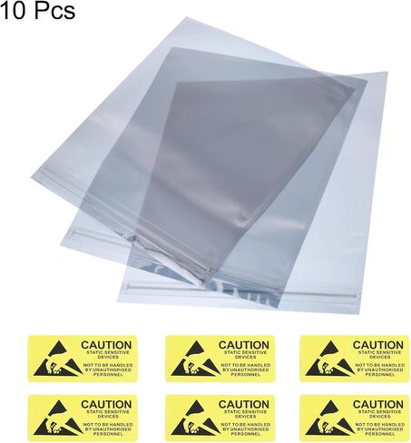 MECCANIXITY Anti Static Bags Shielding Bag 10pcs 11.8x17.7inch(30x45cm) Resealable with Labels for Hard Drive HDD SSD PCB Board in Kuwait