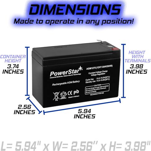 PowerStar Replacement SLA Battery for Cyberpower 12V 7ah 8ah B-613 SLA1075 7.5ah AGM 12Volt in Saudi Arabia