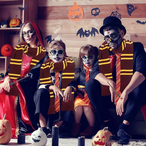 Wizard Costume Accessories Set, Halloween Cosplay Costume with Robe, Scarf, Wand, Tie, Glasses for Dress-up Party in Saudi Arabia