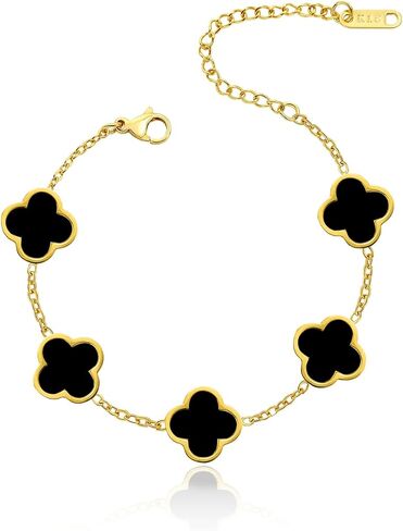 18K Gold-Plated Four Leaf Clover Bracelet for Women ，Adjustable lucky Bracelet Set Jewelry ，Jewelry Gifts for Women in Saudi Arabia
