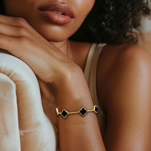 18K Gold-Plated Four Leaf Clover Bracelet for Women ，Adjustable lucky Bracelet Set Jewelry ，Jewelry Gifts for Women in Saudi Arabia