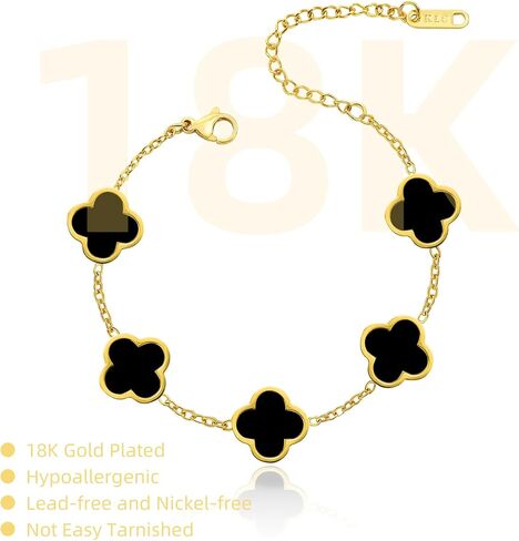 18K Gold-Plated Four Leaf Clover Bracelet for Women ，Adjustable lucky Bracelet Set Jewelry ，Jewelry Gifts for Women in Saudi Arabia