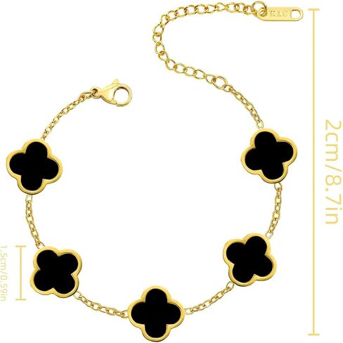18K Gold-Plated Four Leaf Clover Bracelet for Women ，Adjustable lucky Bracelet Set Jewelry ，Jewelry Gifts for Women in Saudi Arabia
