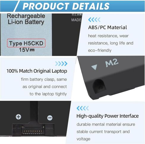 H5CKD 53Wh Battery Replacement for Dell Inspiron 5300 5301 5401 5402 5408 5409 5501 5502 5508 5509,Inspiron 5400 5406 7405 7300 7306 7500 7506 2-in-1 Silver Latitude 3410 3510 Vostro 5502 15V in Kuwait