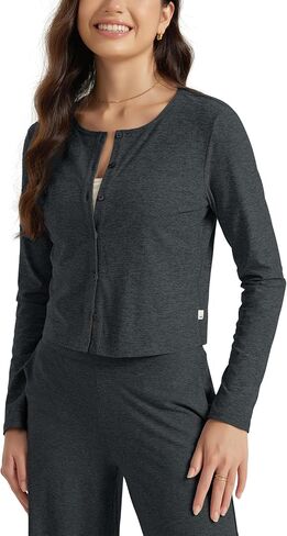 ODODOS Women's Cardigan - Ultra Soft odSTRATUM Tech Performance Long Sleeve Crop UPF 50+ Button Down Crewneck Top in Saudi Arabia