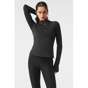 ألو يوجا إيرليفت شتوي دافئ 1/4 سحاب كم طويل - أسود in Kuwait