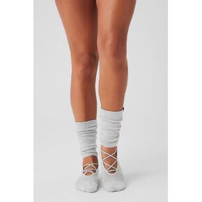 جورب Alo Yoga النسائي ذو الأشرطة - رمادي منقط رياضي in Kuwait