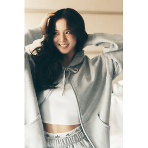 هودي Alo Yoga Accolade بسحاب كامل - رمادي رياضي منقط in Kuwait