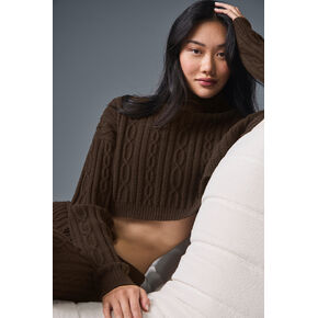 ألو يوجا كابل محبوك بأكمام طويلة وينتر بليس ذات ياقة مدورة - إسبريسو in Kuwait