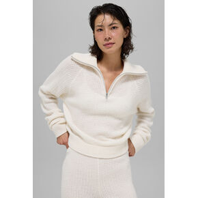 بلوفر Alo Yoga Cashmere Plush Waffle 1/4 سحاب - عاجي in Kuwait