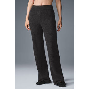 بنطلون وافل من القطيفة عالي الخصر من Alo Yoga Cashmere - رمادي داكن منقط in Kuwait