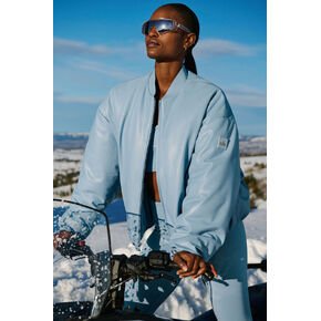 Alo Yoga Faux Leather Premier Bomber - Celestial Blue in Kuwait
