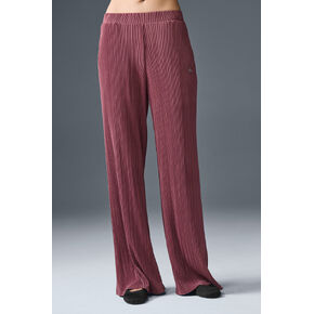 بنطال ألو يوجا عالي الخصر ميكرو بليس بأرجل مستقيمة - كمأة عنابي in Kuwait