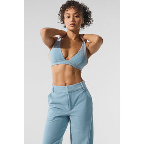 حمالة صدر Alo Yoga Micro Corduroy Dreamer - أزرق سماوي in Kuwait