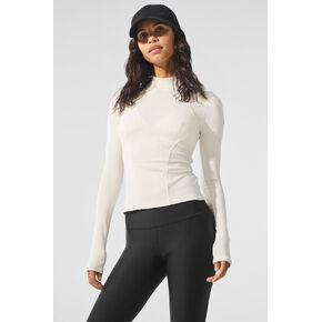 Alo Yoga Ribbed Mesmerize Mock Neck Long Sleeve - Ivory in Saudi Arabia