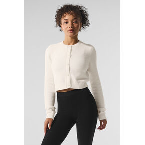 Alo Yoga Snuggle Up Sweater Cropped Cardigan - Ivory in Saudi Arabia