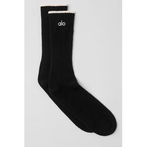Alo Yoga Unisex Wool Cashmere Light Frosted Sock - Black/Ivory in Kuwait