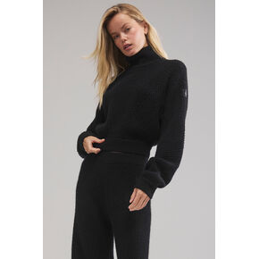 ألو يوجا وينتر ماجيك كشمير الياقة المدورة - أسود in Kuwait