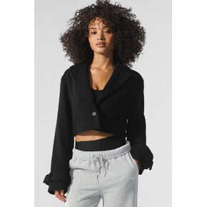 Alo Yoga Wool Cropped Metro Trench - Black in Kuwait