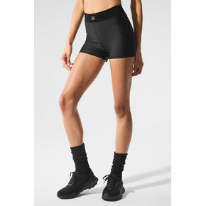 شورت Alo Yoga Airlift عالي الخصر - أسود in Kuwait