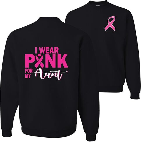 I Wear Pink for My Aunt Survivor Breast Cancer Awareness Front&Back Mens Crew Neck in Saudi Arabia