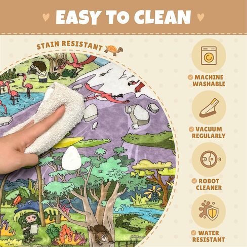 Kids Soft Play Rug 5x7 North America Map Play Mat – Nursery Rug World Animals Educational for Toddlers, Preschool, Classroom or Playroom – Learn Geography, Animals & Landmarks – Fun Washable Activity in Kuwait