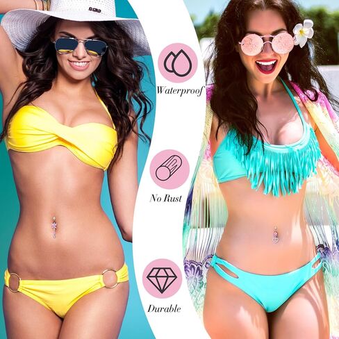 Belly Button Ring Dangle Stainless Steel 14G Belly Rings bellies Button Piercing Cute Pink CZ Heart Butterfly Bow Flower Dangling bellies Rings Silver Navel Ring Piercing Jewelry in Kuwait