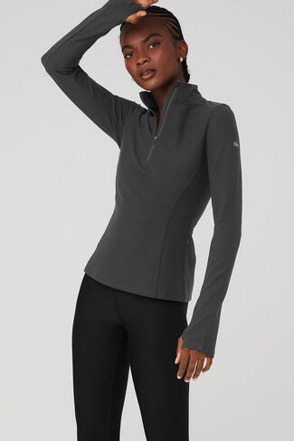 Alo Yoga Alosoft 1/2 Zip Rapid Pullover - Anthracite in Kuwait