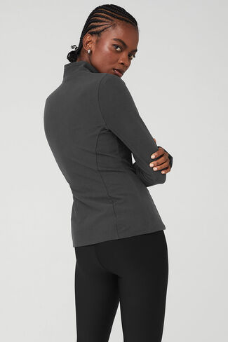 Alo Yoga Alosoft 1/2 Zip Rapid Pullover - Anthracite in Kuwait