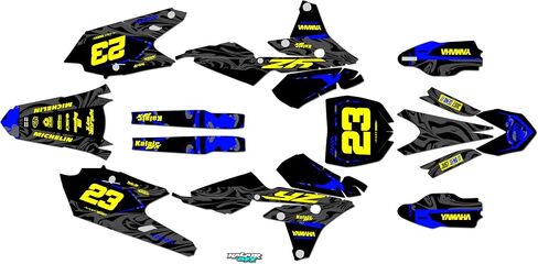 مجموعة رسومات لـ Yamaha YZ 250F (2014-2018) سلسلة ACID برتقالية 09 Mil - مجموعة ملصقات رسومات السباق المخصصة للدراجة الترابية، بدون بلاستيك in Saudi Arabia