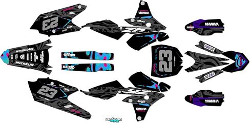مجموعة رسومات لـ Yamaha YZ 250F (2014-2018) سلسلة ACID برتقالية 09 Mil - مجموعة ملصقات رسومات السباق المخصصة للدراجة الترابية، بدون بلاستيك in Saudi Arabia