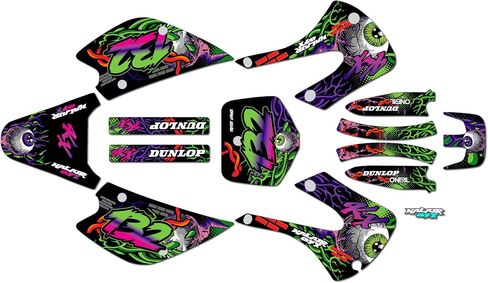 مجموعة رسومات لـ Kawasaki KX85 / KX100 (2001-2013) CORE Series Green 16 Mil - ملصقات للدراجات النارية للدراجة الترابية، ملحقات سيارات سباق الدراجات النارية بدون بلاستيك in Kuwait