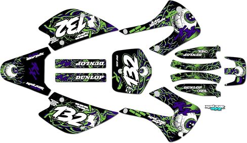مجموعة رسومات لـ Kawasaki KX85 / KX100 (2001-2013) CORE Series Green 16 Mil - ملصقات للدراجات النارية للدراجة الترابية، ملحقات سيارات سباق الدراجات النارية بدون بلاستيك in Kuwait