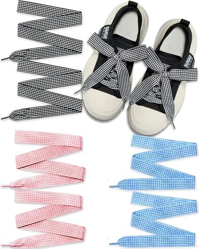 3 Pairs Fancy Shoe Laces Women Wide Flat Lace Shoelaces for Sneakers Casual Shoe Junk Shoes Decoration Accessories in Saudi Arabia