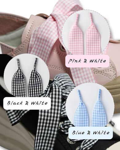 3 Pairs Fancy Shoe Laces Women Wide Flat Lace Shoelaces for Sneakers Casual Shoe Junk Shoes Decoration Accessories in Saudi Arabia